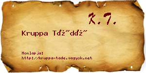 Kruppa Tádé névjegykártya